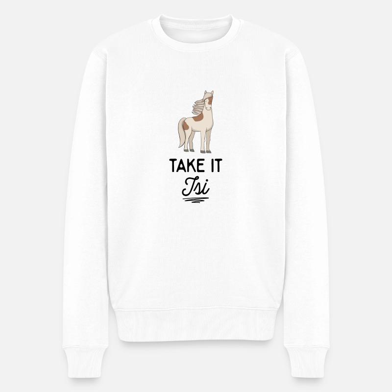 Islandpferd - Männer Premium Bio Pullover - Weiß