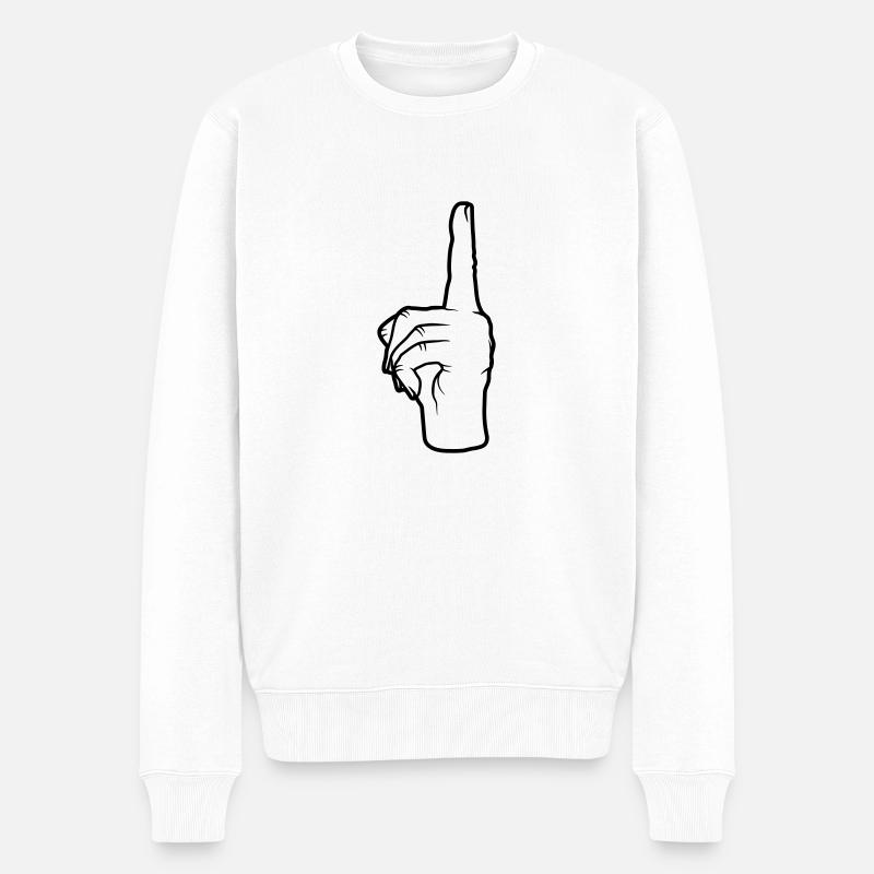 Hand Geste nach oben - Männer Premium Bio Pullover - Weiß