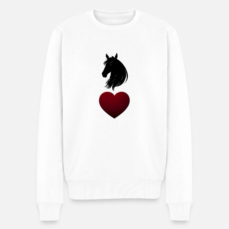 Cheval et cœur - Pull Premium bio Homme - blanc