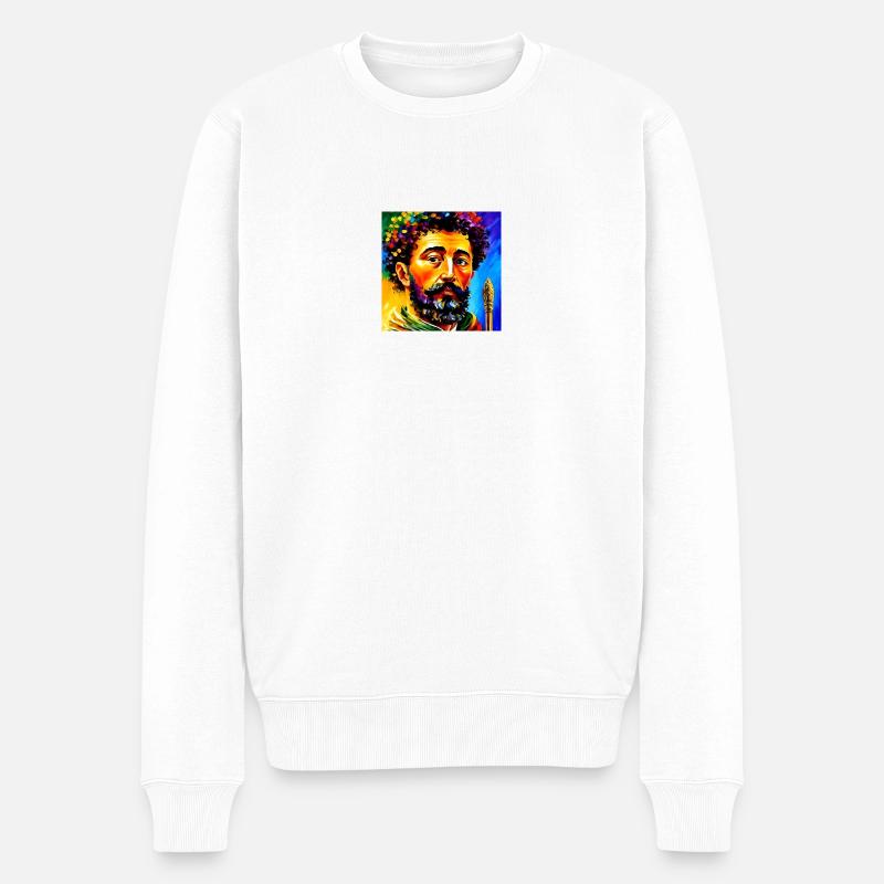 Marcus Aurelius - Männer Premium Bio Pullover - Weiß