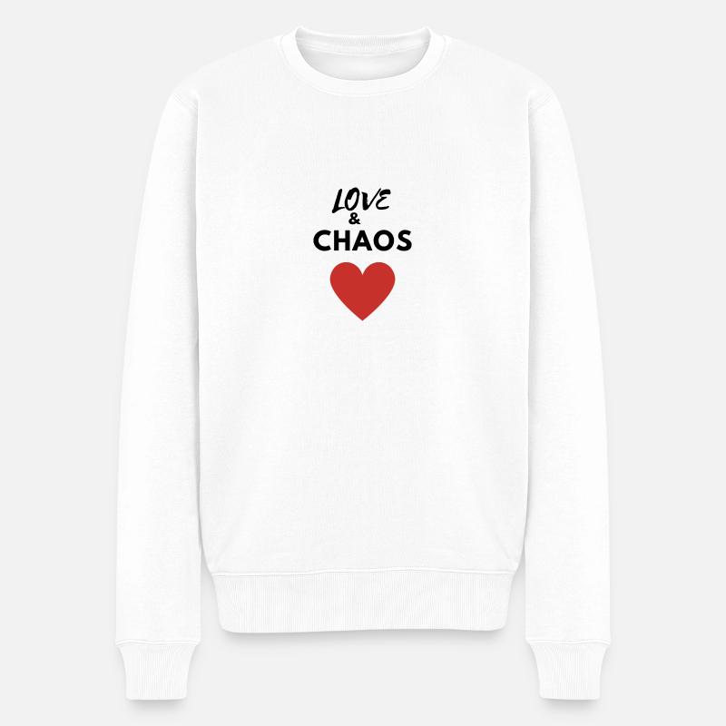 LOVE & CHAOS - Männer Premium Bio Pullover - Weiß