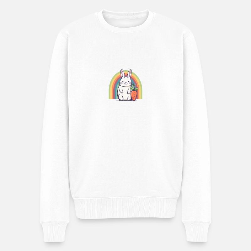 Regenbogen Hase - Männer Premium Bio Pullover - Weiß
