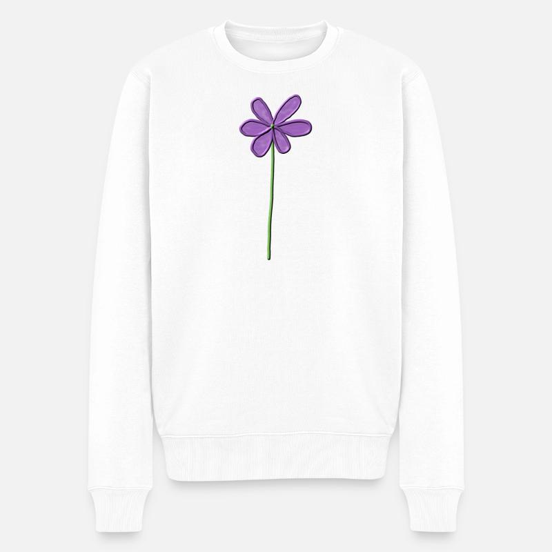 Lila Blume mit sanften Farbverlauf - Männer Premium Bio Pullover - Weiß