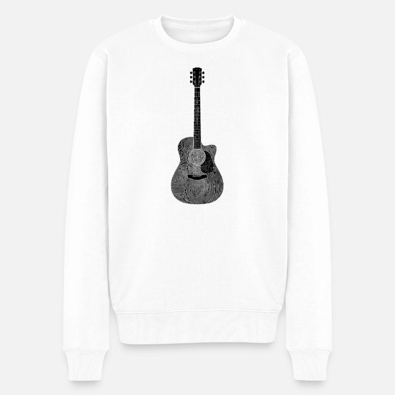 Stolzer Gitarrist Musiker Gitarre - Männer Premium Bio Pullover - Weiß