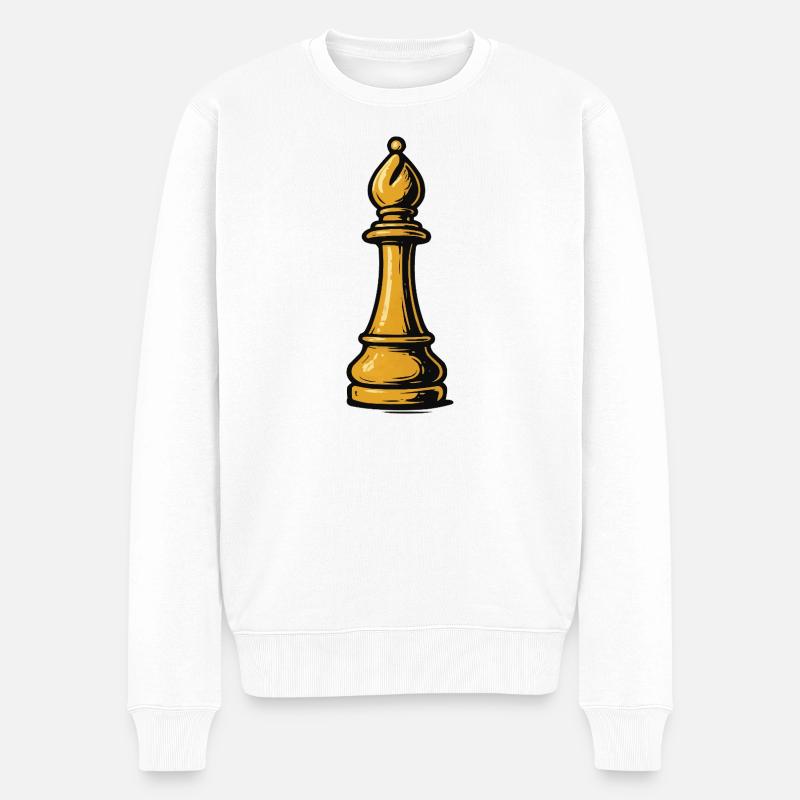 Goldener Läufer Schach-Icon - Männer Premium Bio Pullover - Weiß