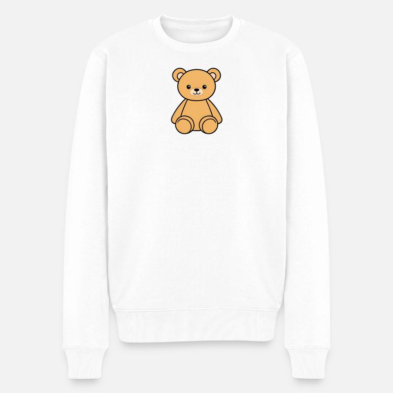 Dessin animé mignon d’ours en peluche - Pull Premium bio Homme - blanc