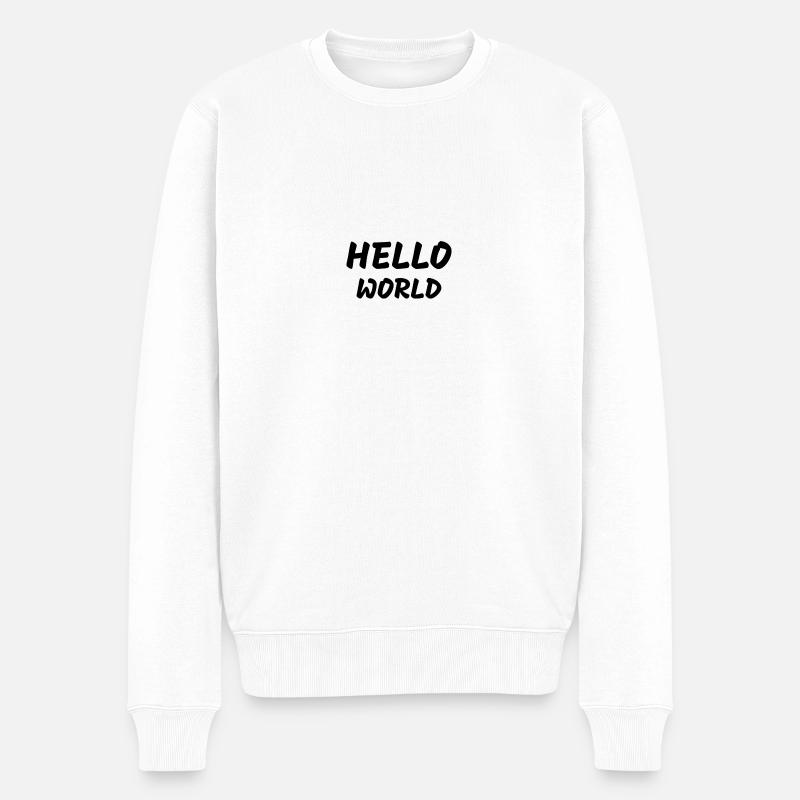 HELLO WORLD - Männer Premium Bio Pullover - Weiß