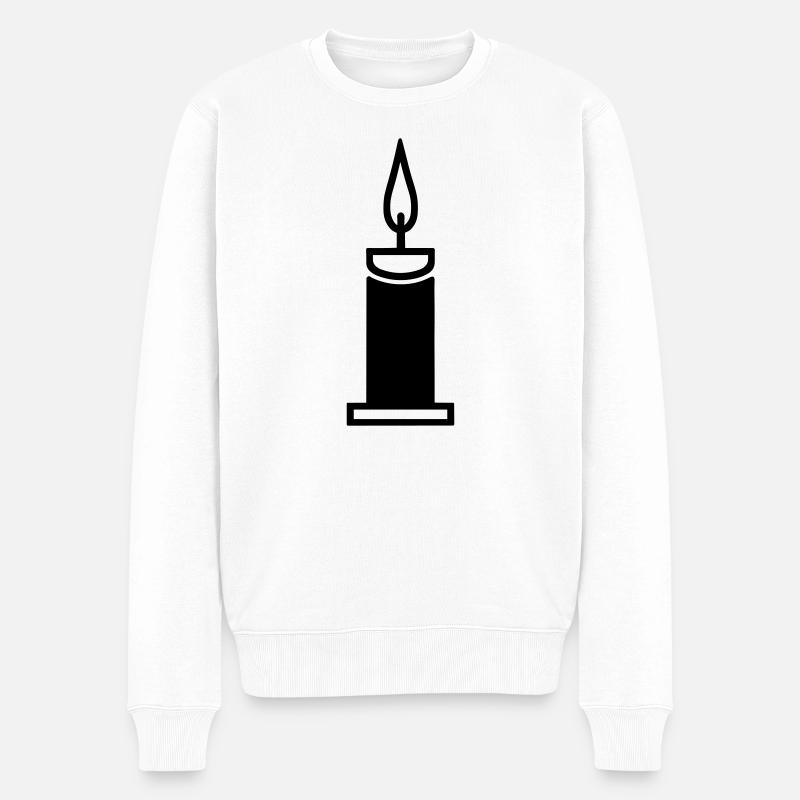 Kerze - Männer Premium Bio Pullover - Weiß