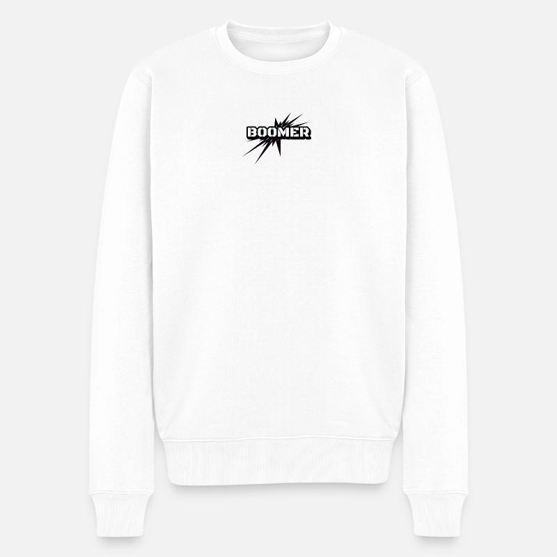 Boomer Explosionschrift - Männer Premium Bio Pullover - Weiß