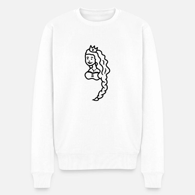 Prinzessin Haare - line - Männer Premium Bio Pullover - Weiß