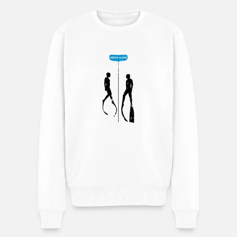 Never Alone Bifins - Männer Premium Bio Pullover - Weiß