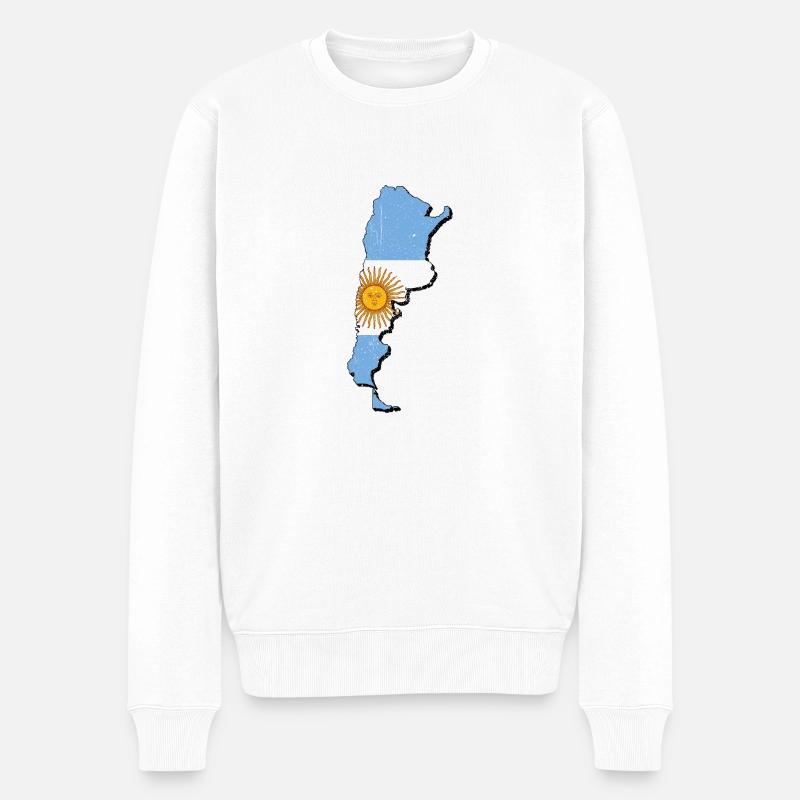 Argentinien Karte mit der argentinischen Wappen - Männer Premium Bio Pullover - Weiß