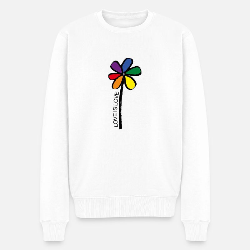 Pride Flower - LGBT Blume - Love is Love - Männer Premium Bio Pullover - Weiß