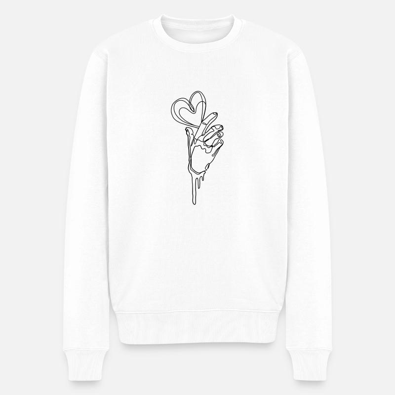 LOVE DRIP DRAWING - Männer Premium Bio Pullover - Weiß