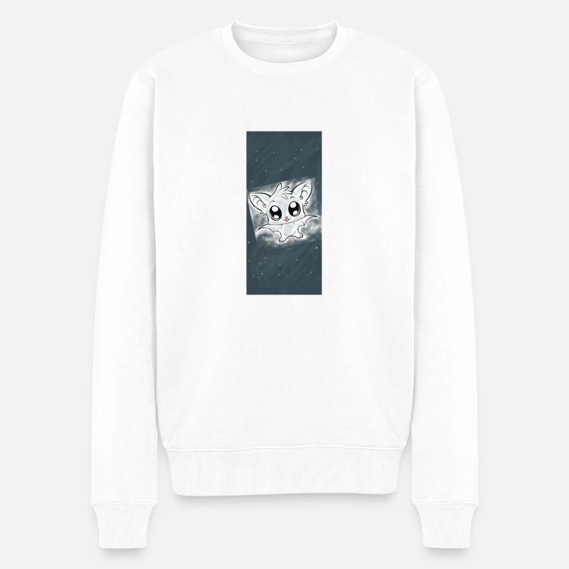 Fledermaus - Männer Premium Bio Pullover - Weiß