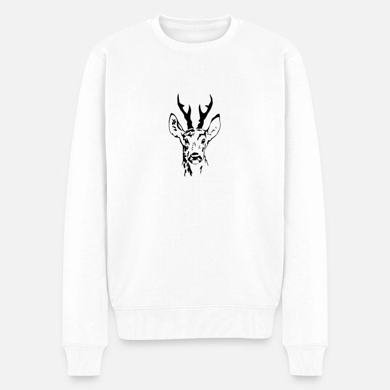 Rehbock - Hirsch - Deer - Männer Premium Bio Pullover - Weiß