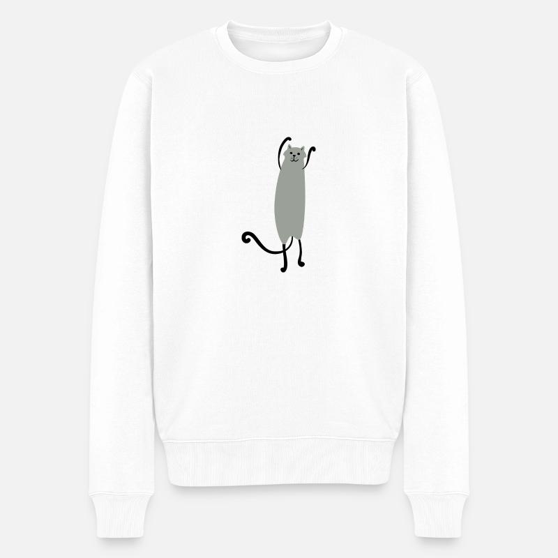 Katze - Männer Premium Bio Pullover - Weiß