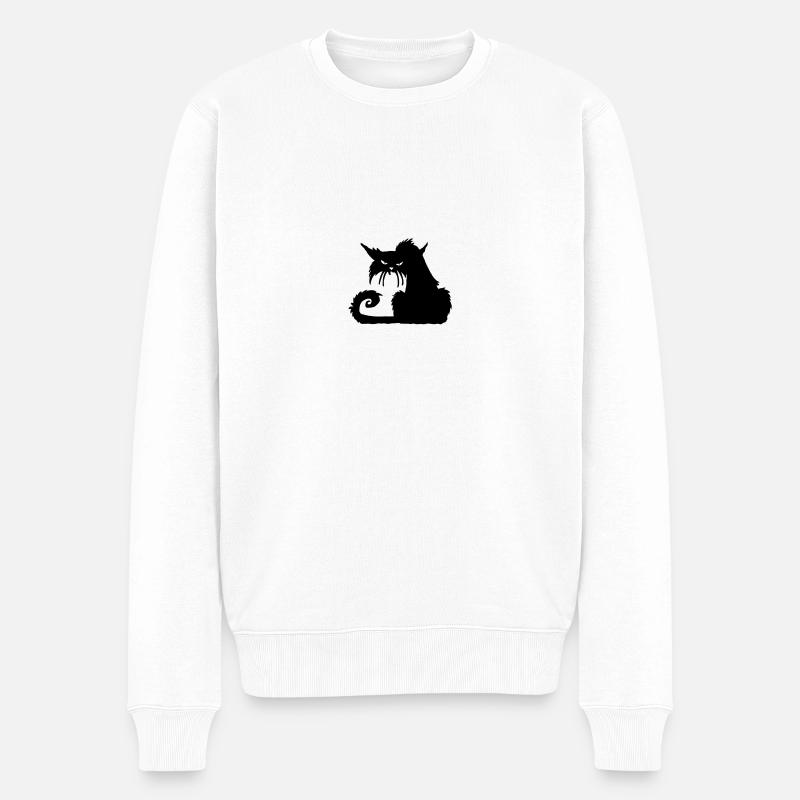 Genervte Katze - Männer Premium Bio Pullover - Weiß