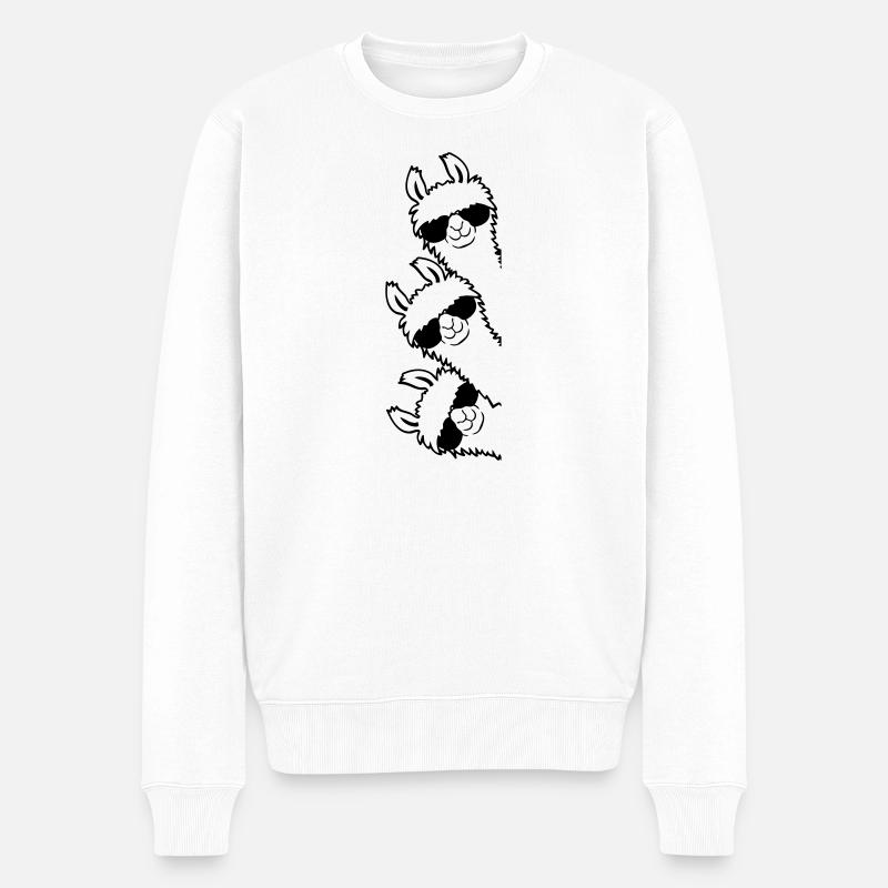 Freunde Lama Team - Männer Premium Bio Pullover - Weiß
