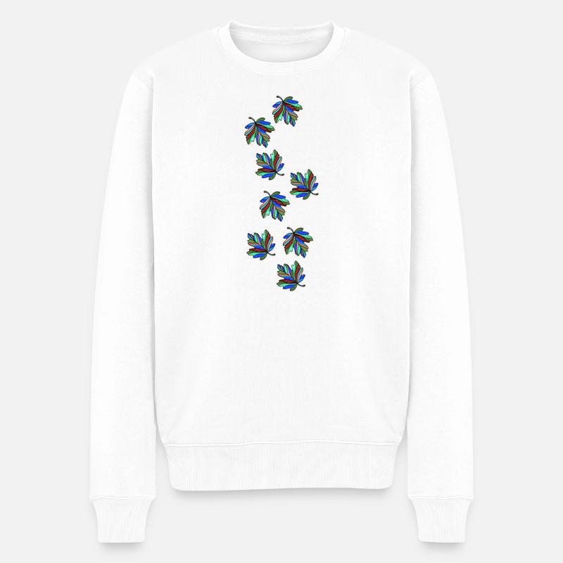Ahorn Blätter Bunt - Männer Premium Bio Pullover - Weiß