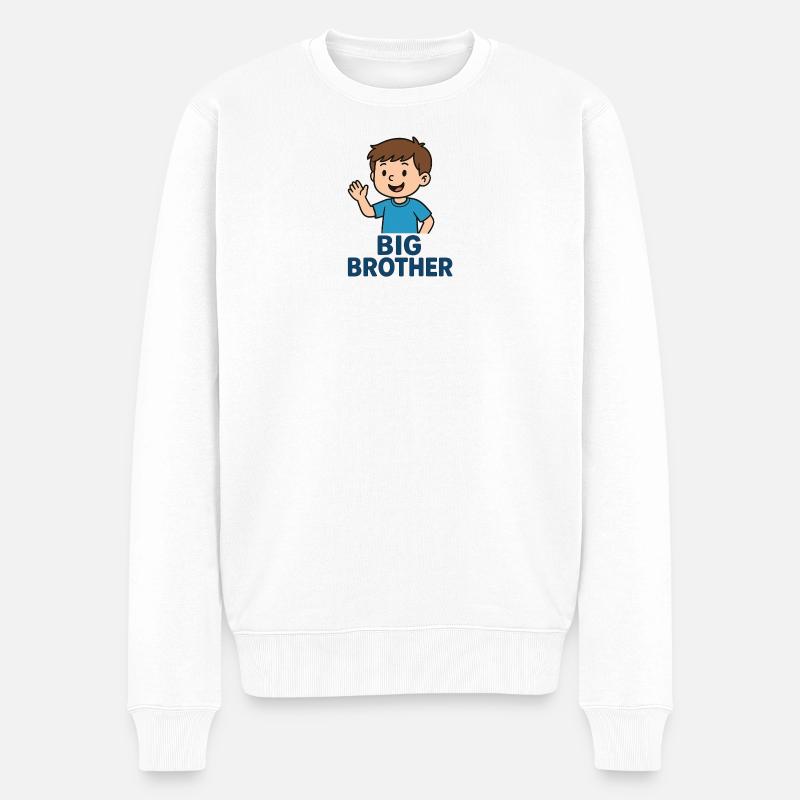 Big Brother Cartoon Wave Tee - Männer Premium Bio Pullover - Weiß