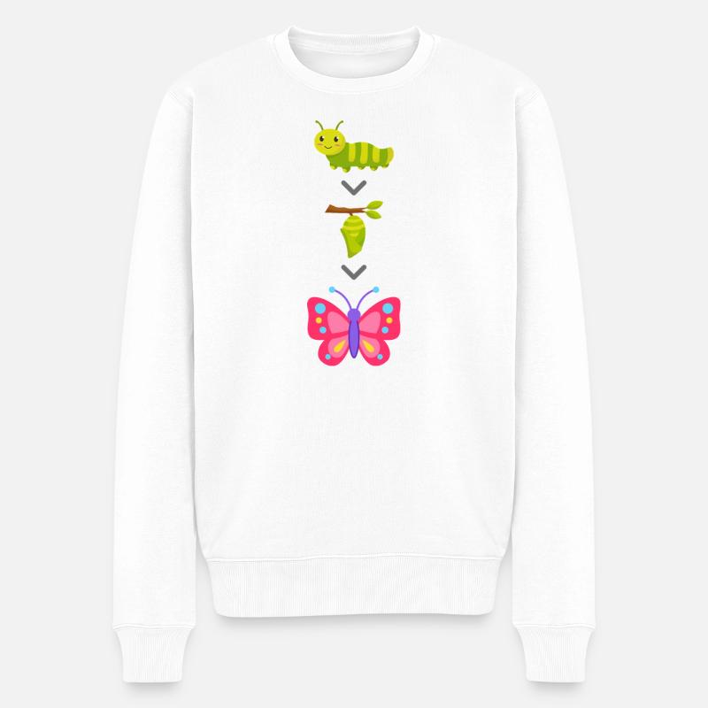 Transformation de chenille en papillon - Pull Premium bio Homme - blanc