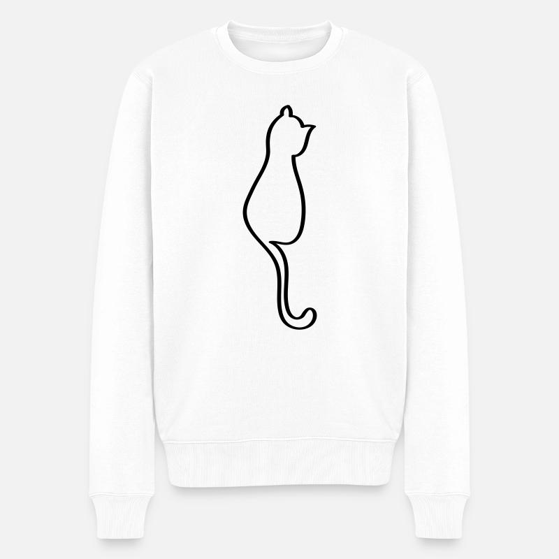 Katze - Männer Premium Bio Pullover - Weiß