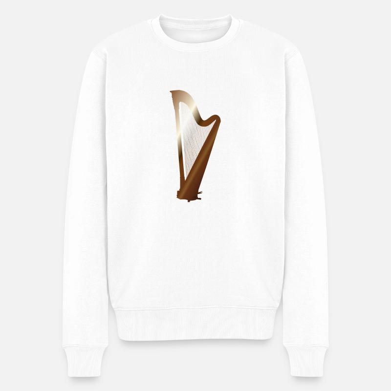 Lang Live Musik - Harfe, von SBDesigns - Männer Premium Bio Pullover - Weiß