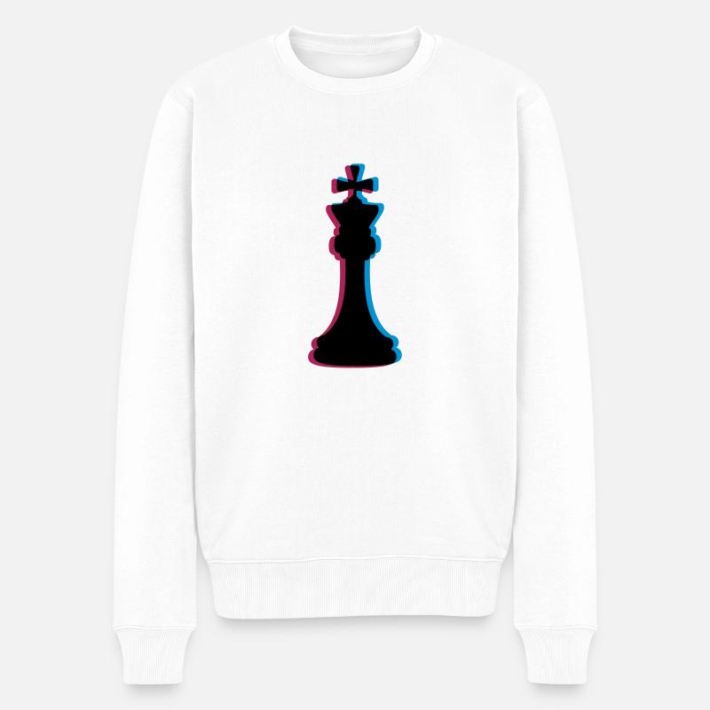 3D Effekt Schach - Männer Premium Bio Pullover - Weiß