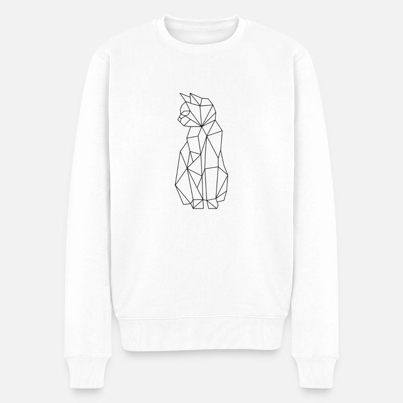 Polygon Cat Ganzkörperlinie - Männer Premium Bio Pullover - Weiß