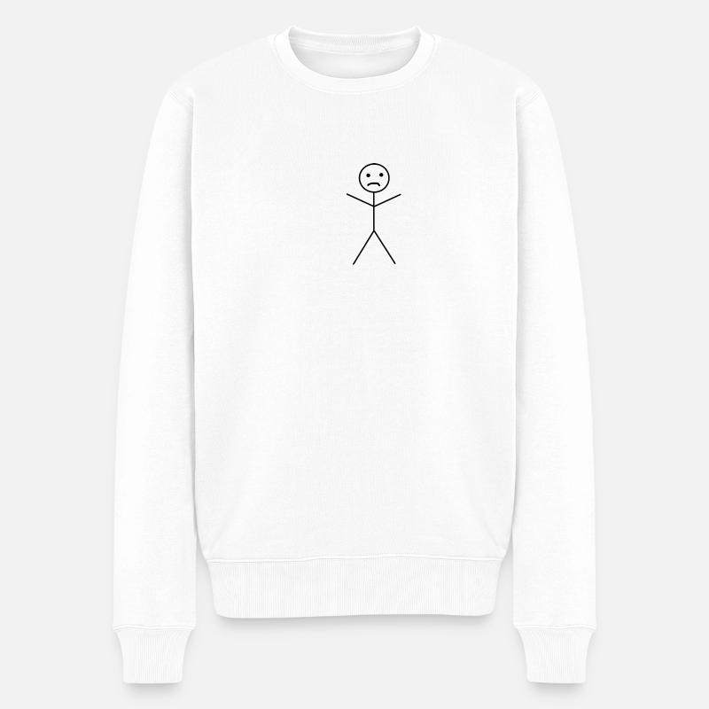 Strichmann Traurig - Männer Premium Bio Pullover - Weiß