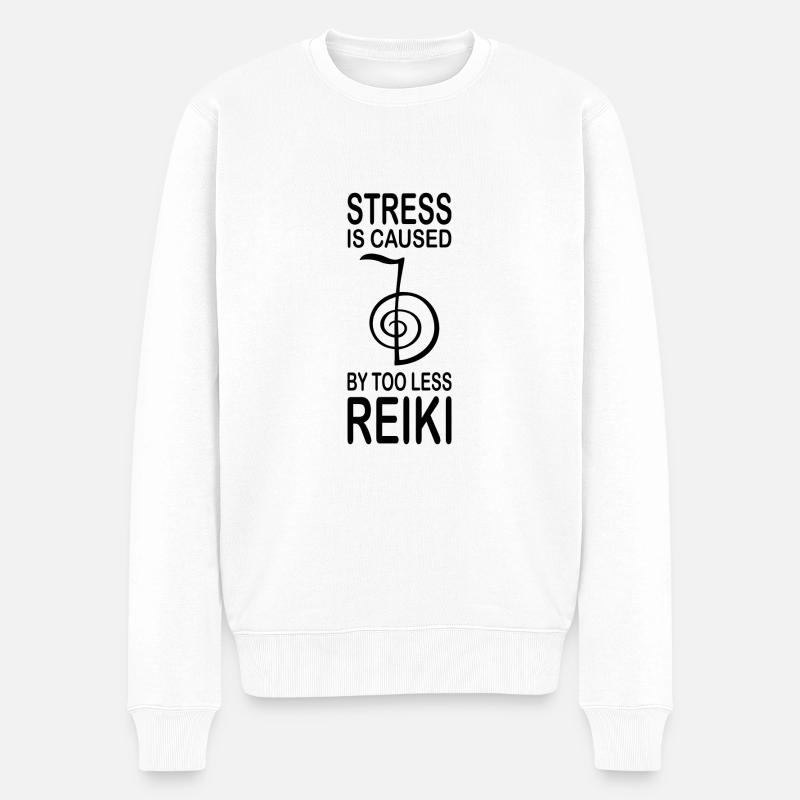 Reiki - Männer Premium Bio Pullover - Weiß
