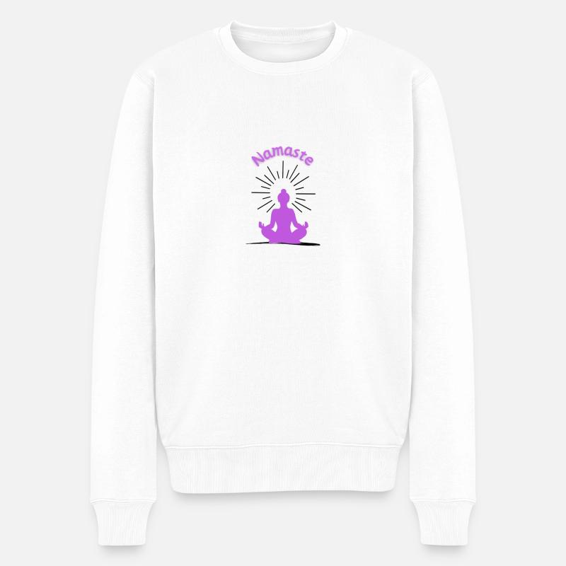 Namaste lila - Männer Premium Bio Pullover - Weiß