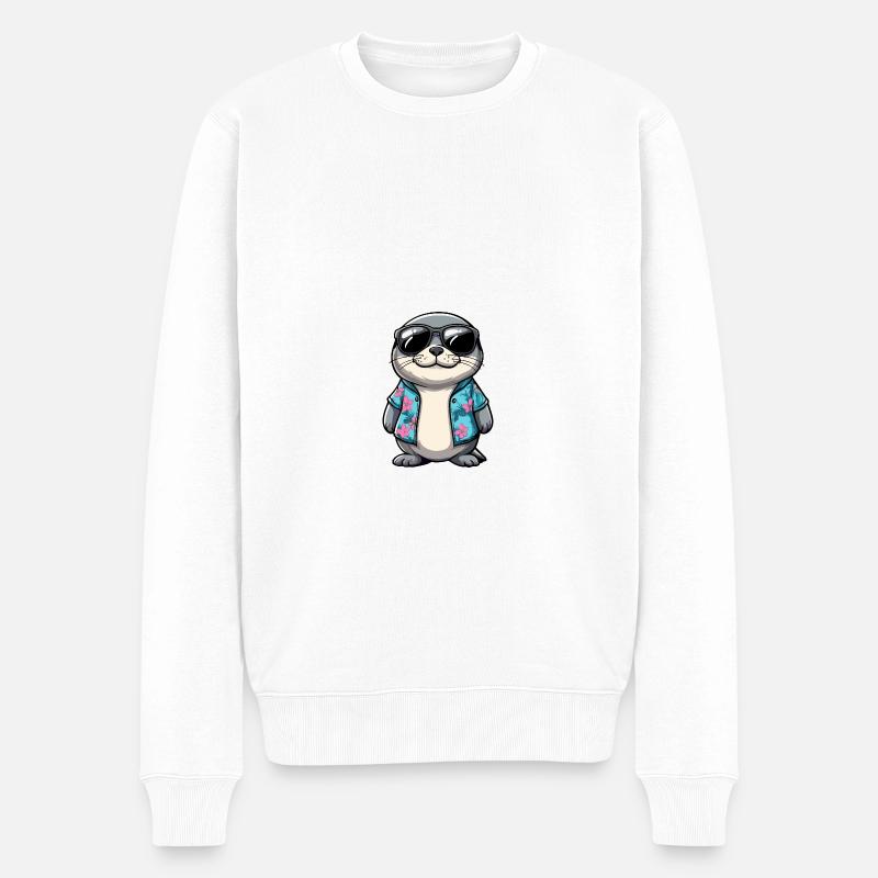 Robbe Comic Urlaub - Männer Premium Bio Pullover - Weiß
