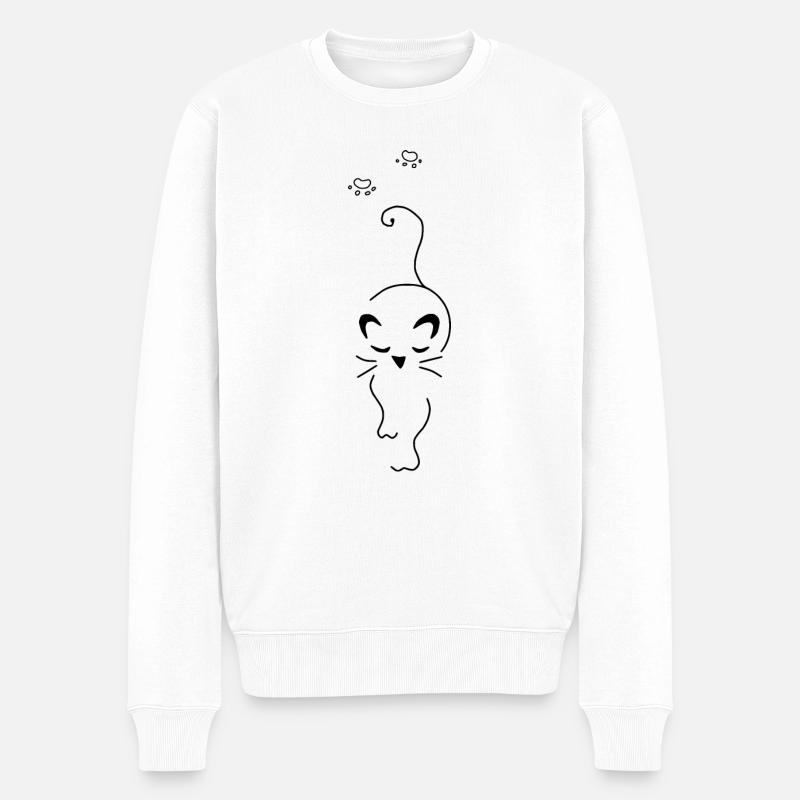 Katze - Männer Premium Bio Pullover - Weiß