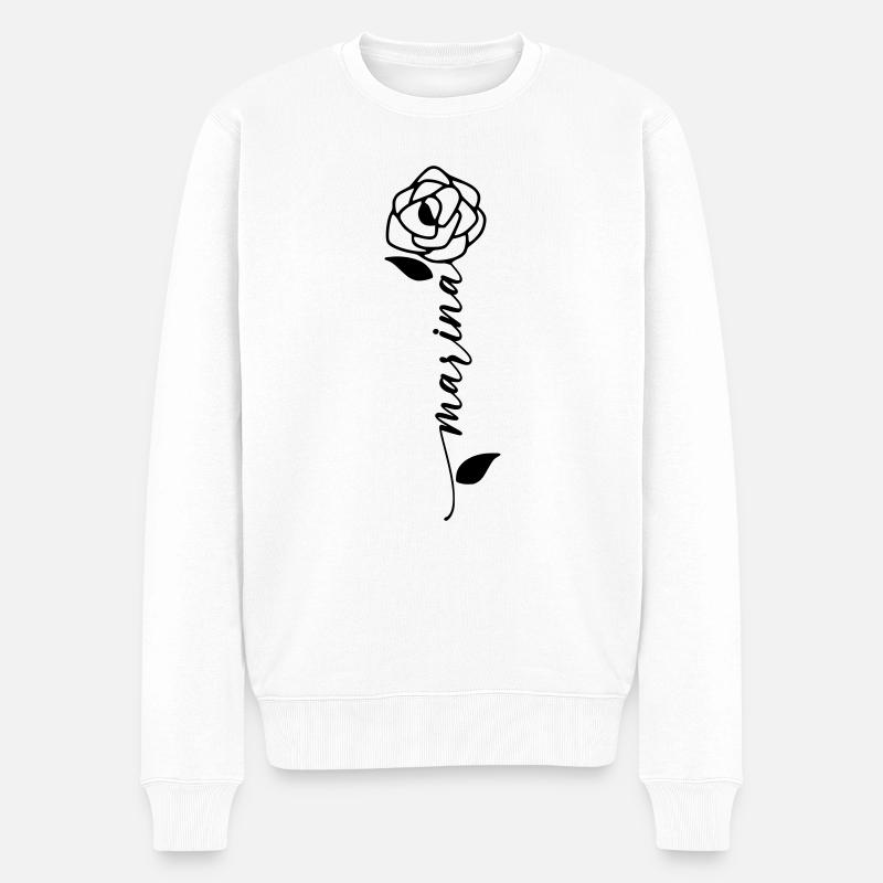 Marina Nom Prénom Nom Fleur - Pull Premium bio Homme - blanc