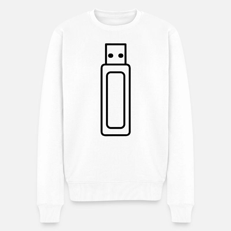 USB-Stick - Männer Premium Bio Pullover - Weiß
