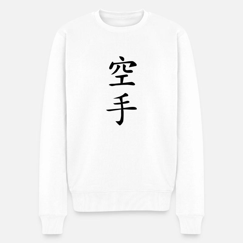 Karate Kanji vertikal - Männer Premium Bio Pullover - Weiß