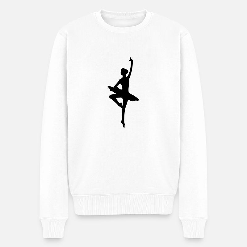 Ballerina Tänzerin Silhouette - Männer Premium Bio Pullover - Weiß