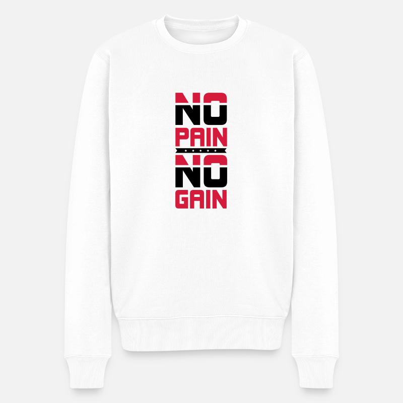 no_pain_no_gain__f2 - Männer Premium Bio Pullover - Weiß