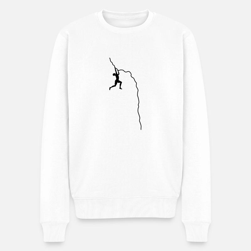 Kletterer an Felswand - Männer Premium Bio Pullover - Weiß