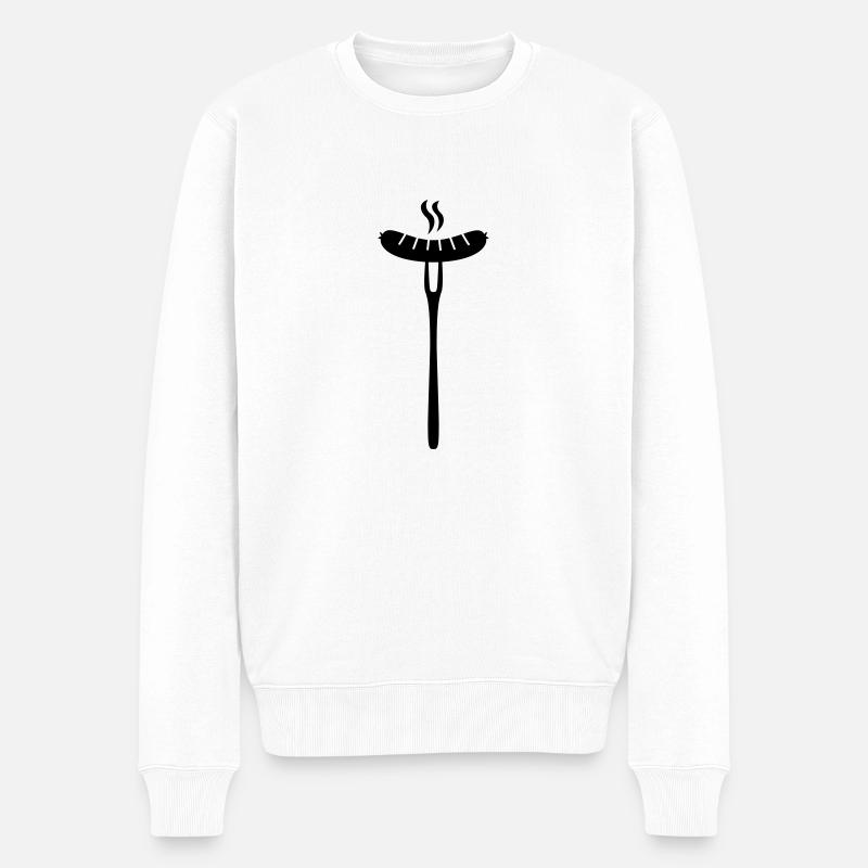Würstchen aufgespießt - Männer Premium Bio Pullover - Weiß