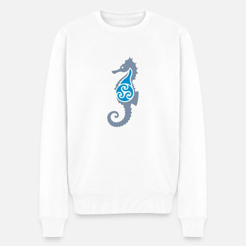 wee sea horse - Männer Premium Bio Pullover - Weiß