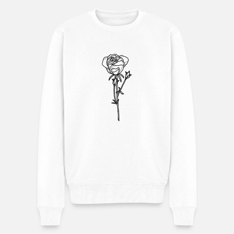 Rose fleur - Pull Premium bio Homme - blanc