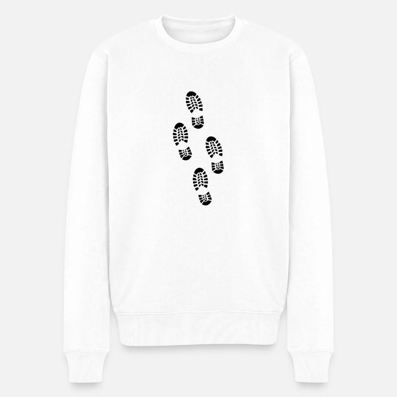 fußspuren - Männer Premium Bio Pullover - Weiß