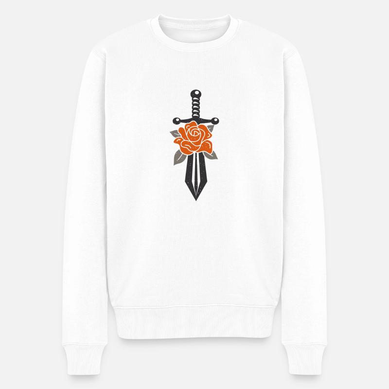 Logo de l’épée de fleur - Pull Premium bio Homme - blanc