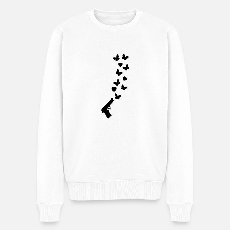 peace_gun1 - Männer Premium Bio Pullover - Weiß