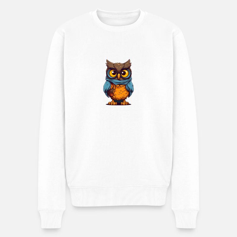 eule - Männer Premium Bio Pullover - Weiß