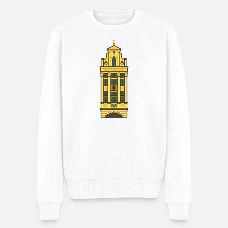 Grande Place II - Männer Premium Bio Pullover - Weiß