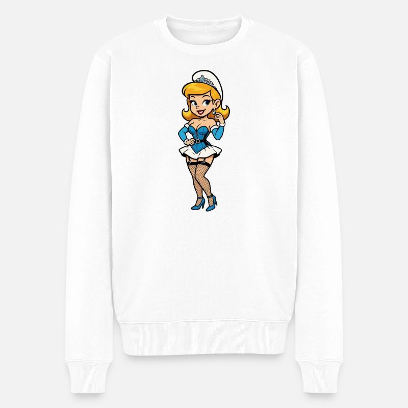 femme gnome bleue - Pull Premium bio Homme - blanc